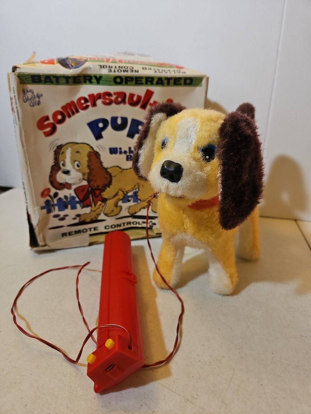 Vintage Toy Remote Control Dog Somersaulting Pup With Bark With Box Untested